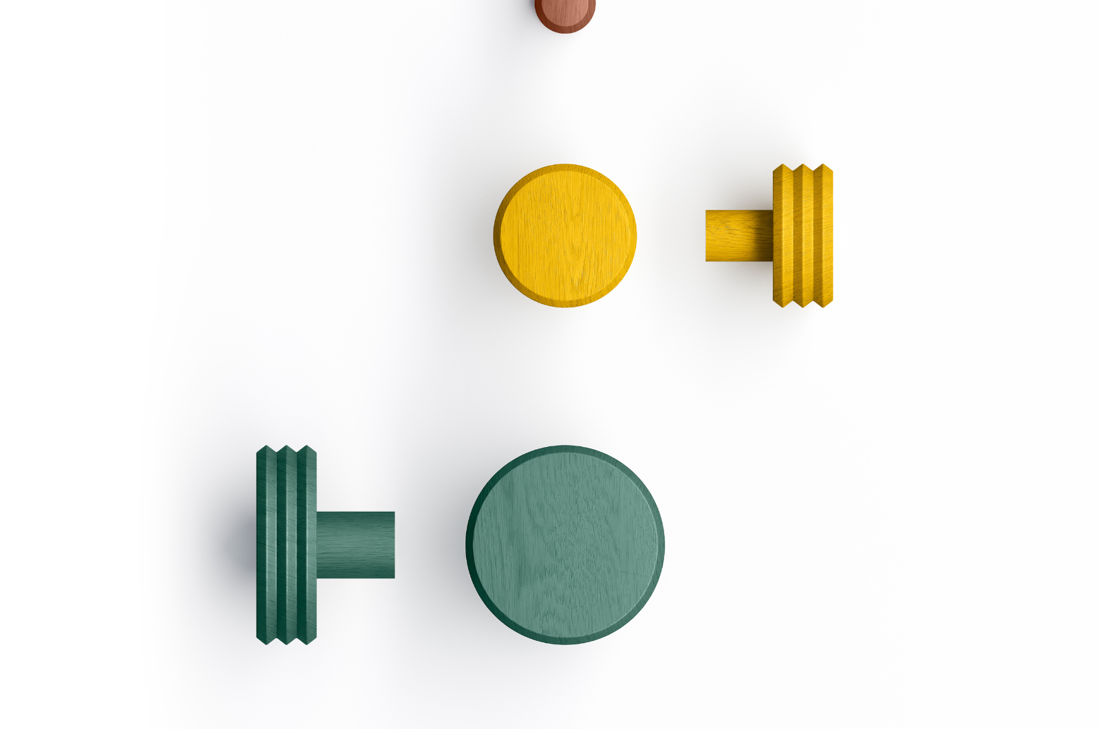Bouton de meuble jaune et vert